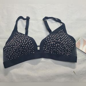 All You LIVELY Women's Polka Dot Mesh Trim 2.0 Padded Bralette Black Size Small